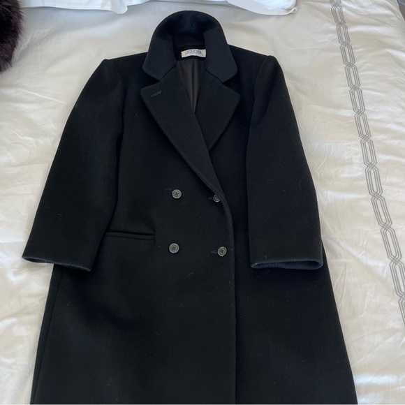 G.J.Hook Classic black wool double breasted overcoat - Picture 9 of 14